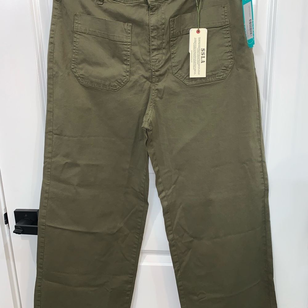 Sanctuary Olive Green Cropped Wide-Leg Pants
